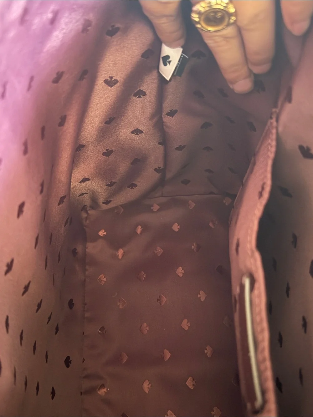The Kate Spade Flash Glitter Large Leather Satchel Tote in Cherrywood